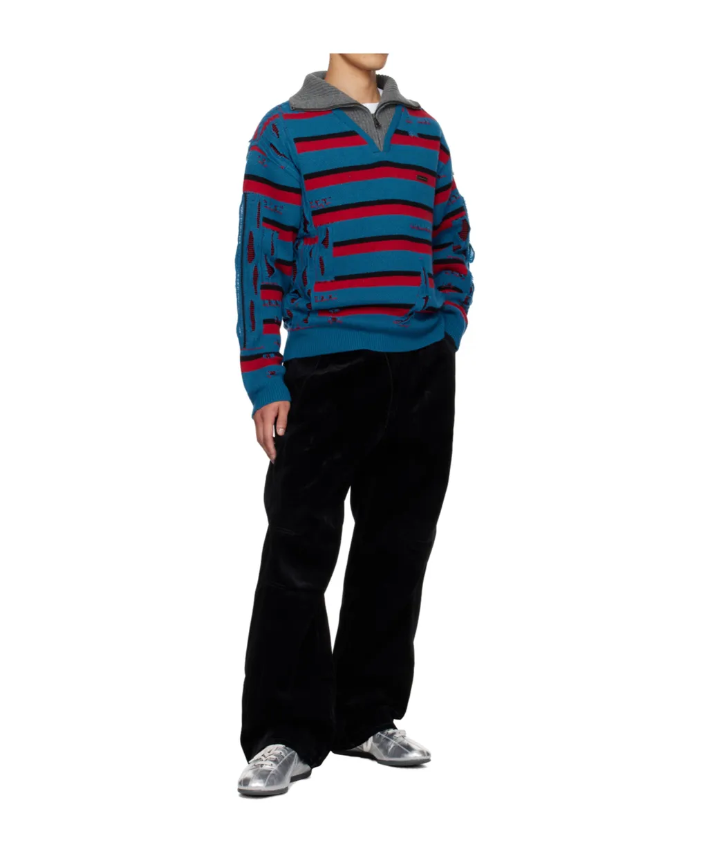 Striped Jacquard Half-Zip Sweater