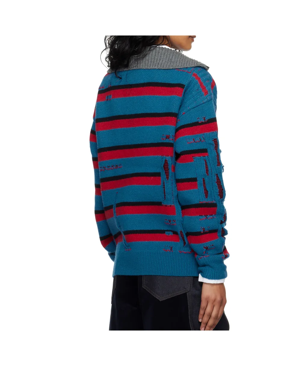 Striped Jacquard Half-Zip Sweater