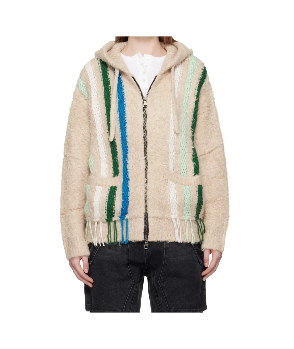 Reverse Stripe Knit Hoodie