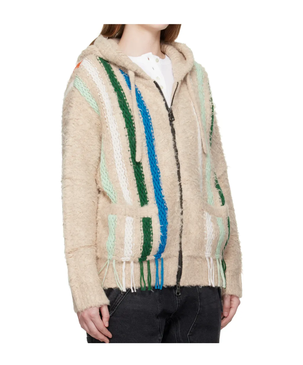 Reverse Stripe Knit Hoodie