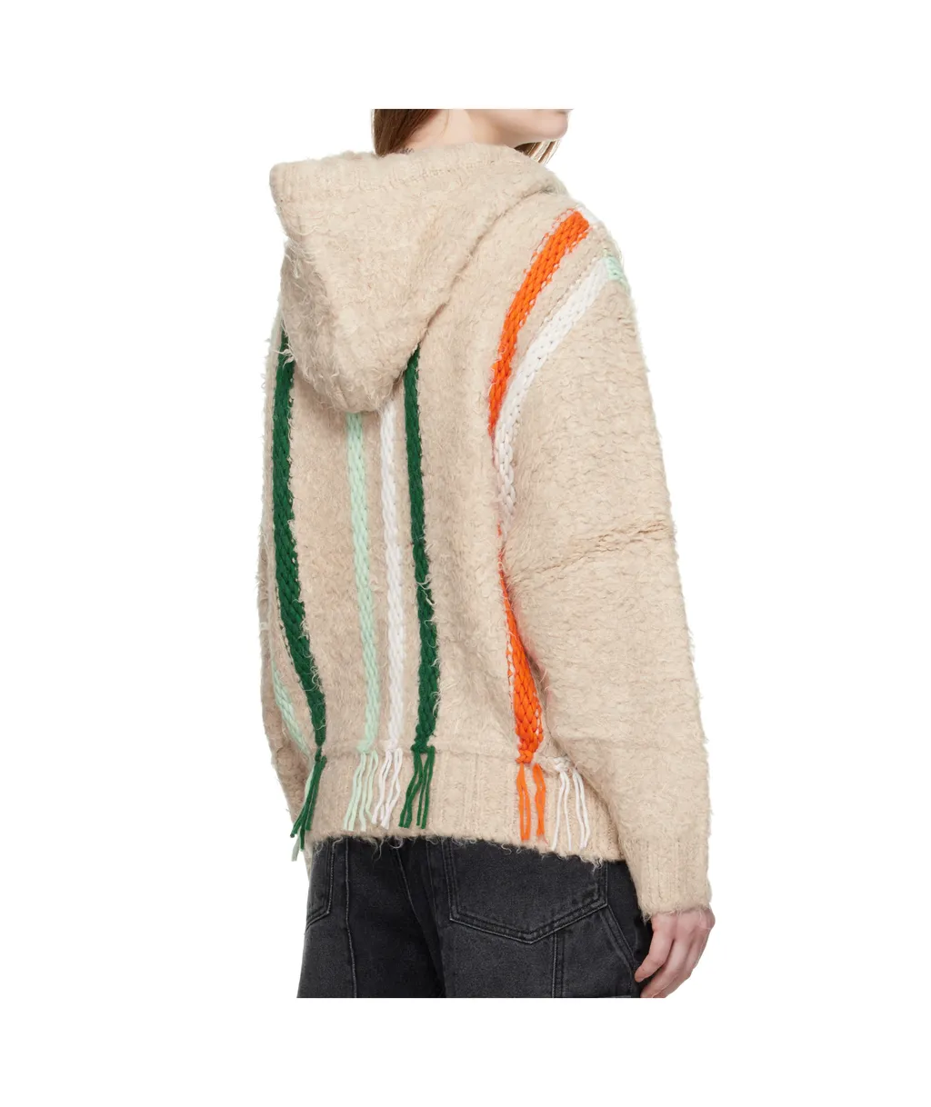 Reverse Stripe Knit Hoodie