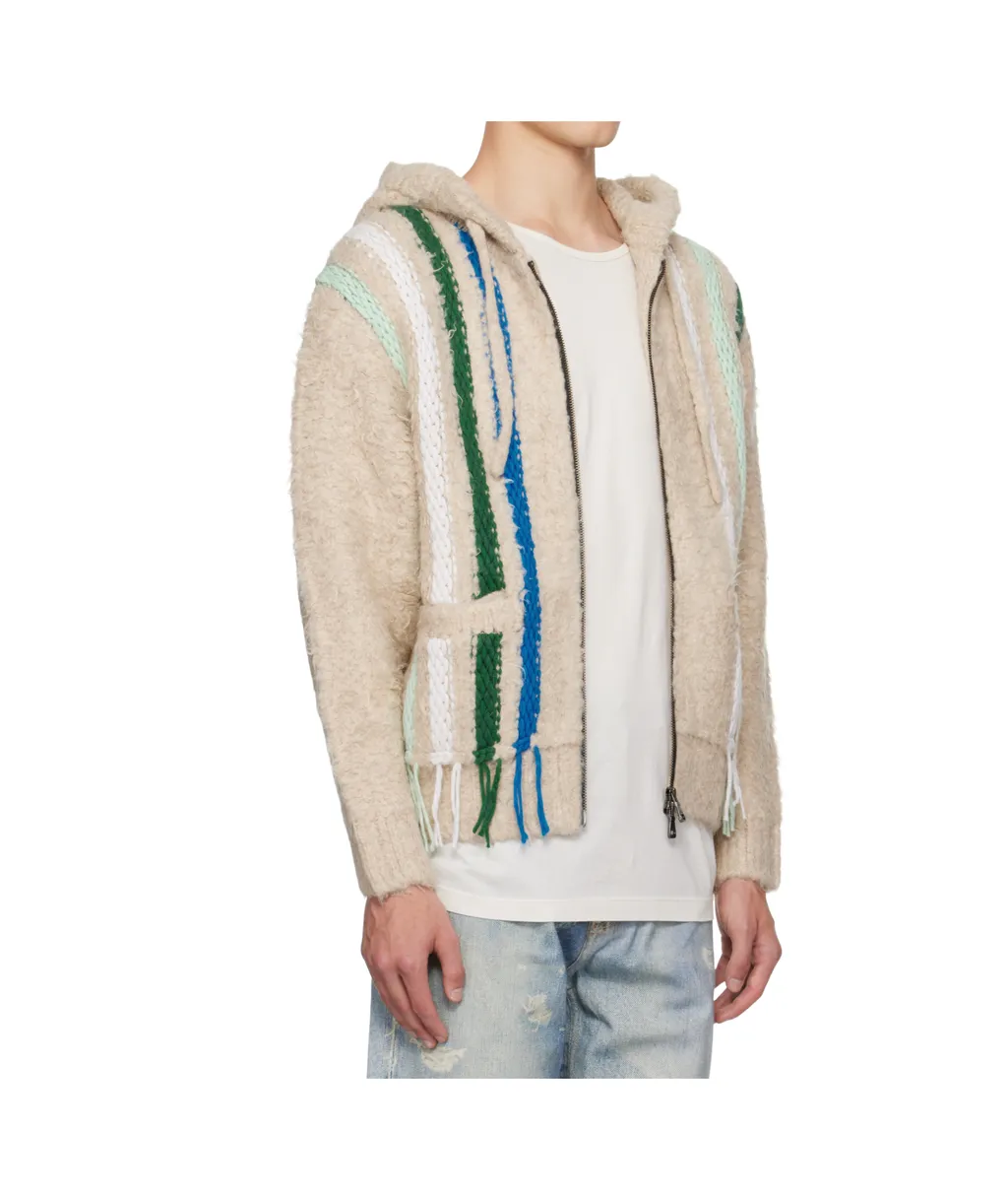 Reverse Stripe Knit Hoodie