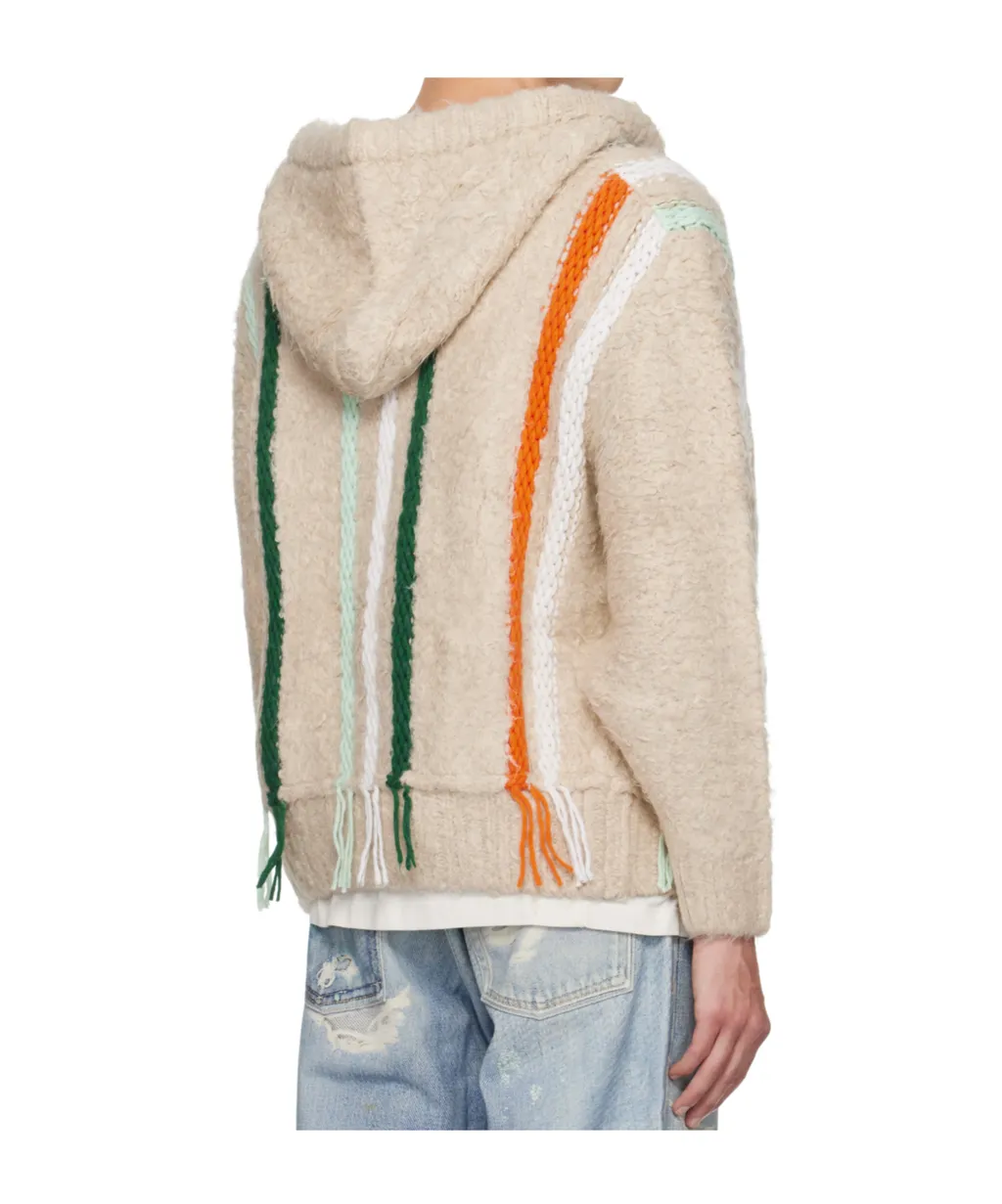 Reverse Stripe Knit Hoodie