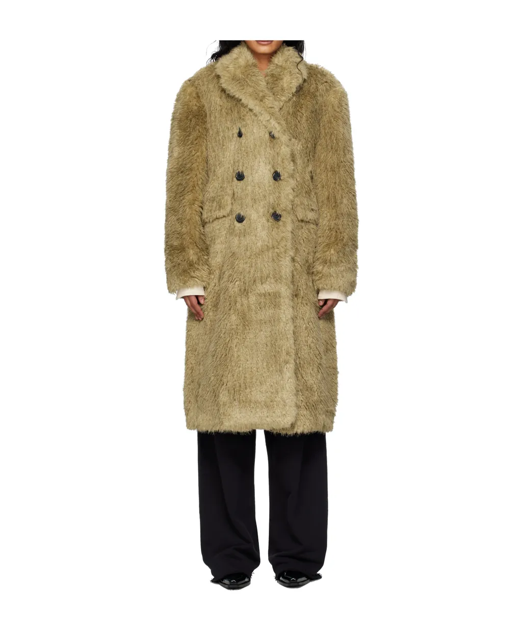 Fields Buttons Faux Fur Coat