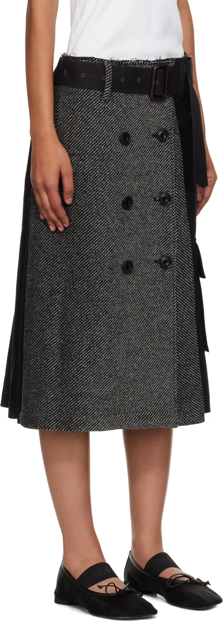 Whitney Trench Pleated Midi Skirt