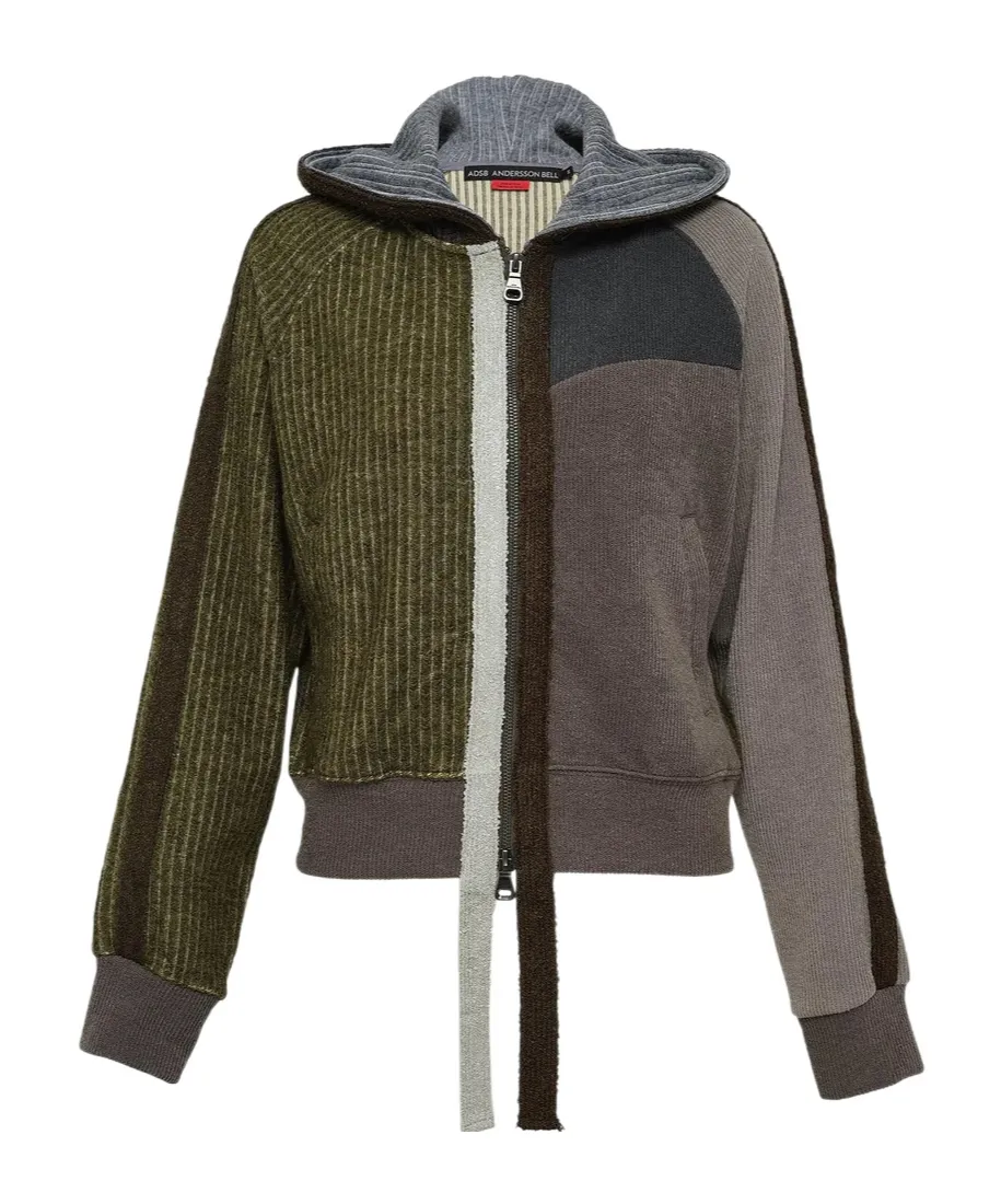Colorblock Knit Zip-Up Hoodie
