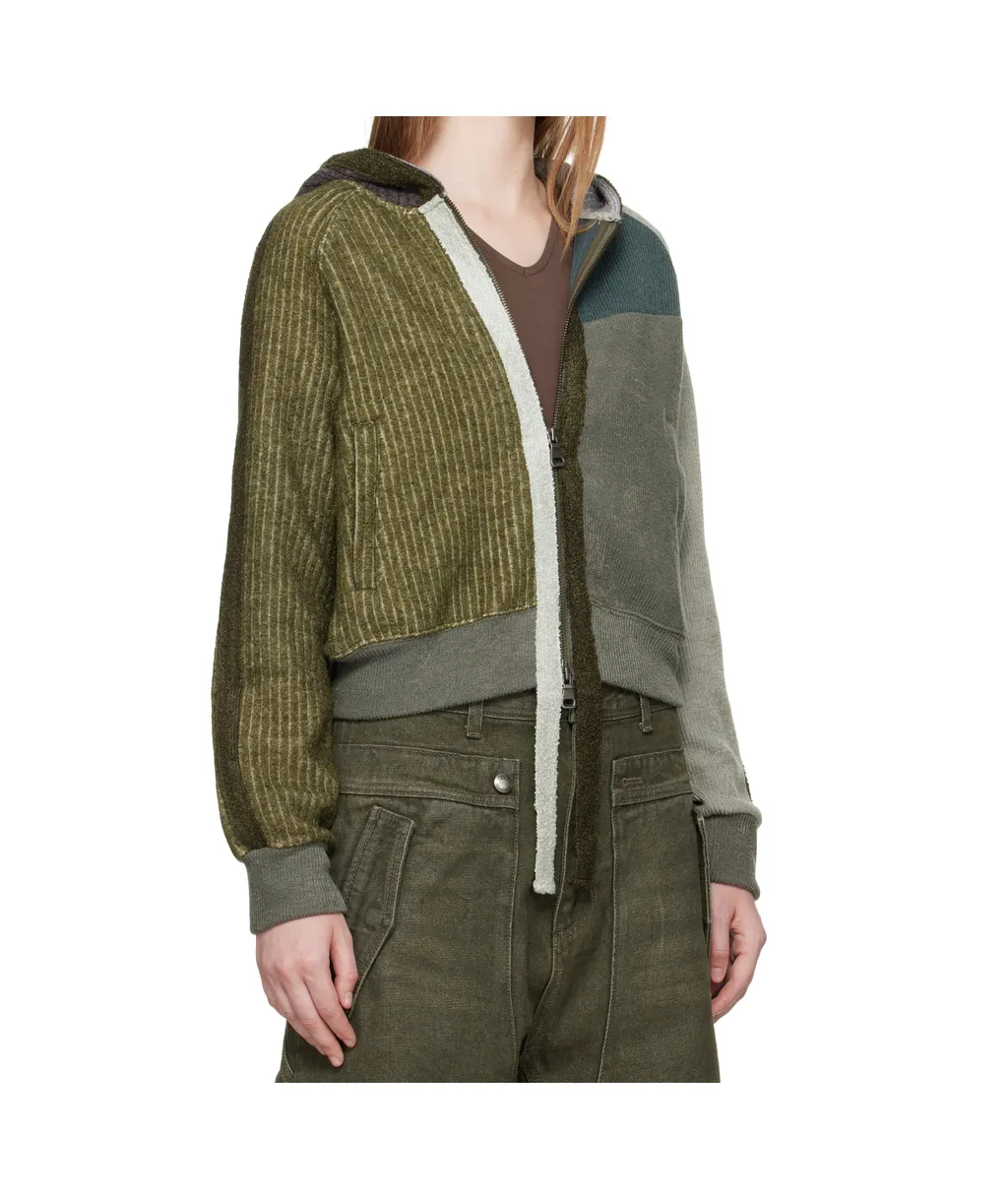 Colorblock Knit Zip-Up Hoodie