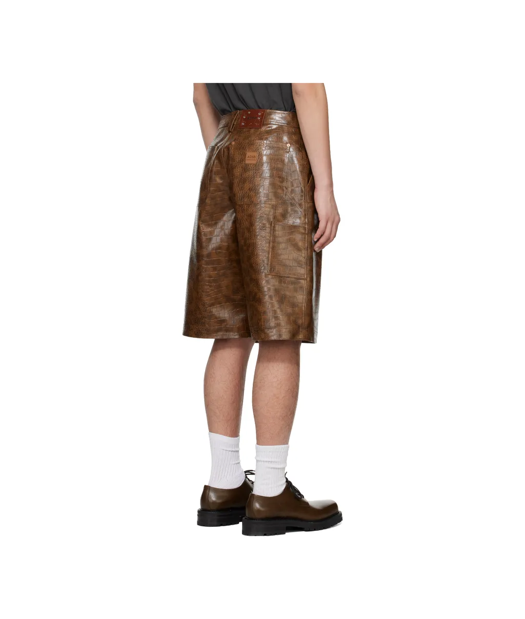 Double Knee Faux-Leather Shorts