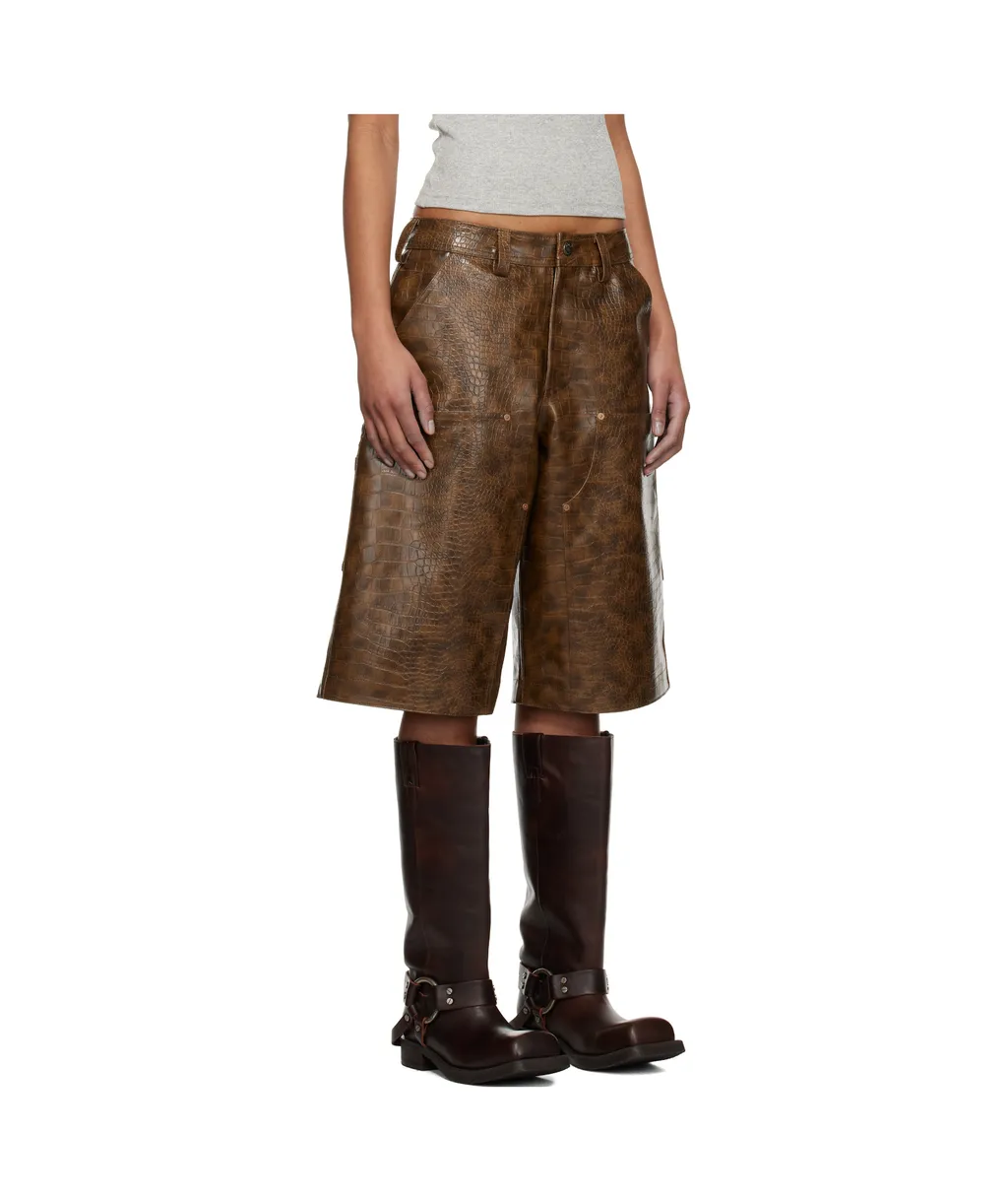 Double Knee Faux-Leather Shorts