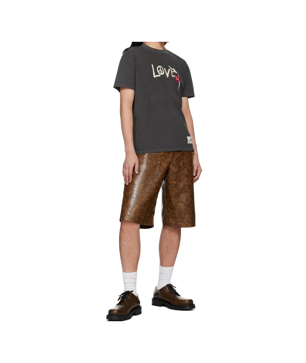 Double Knee Faux-Leather Shorts