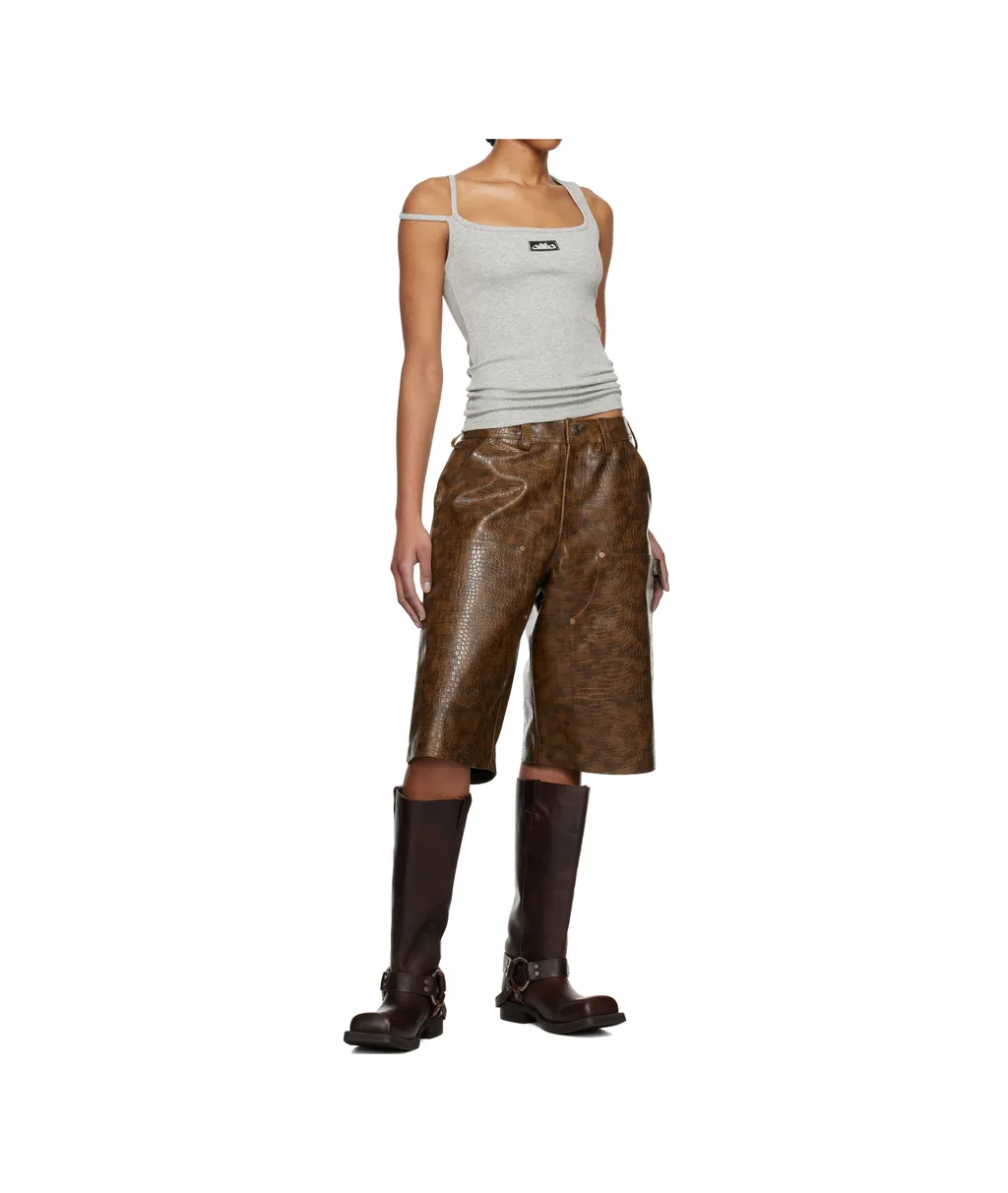 Double Knee Faux-Leather Shorts