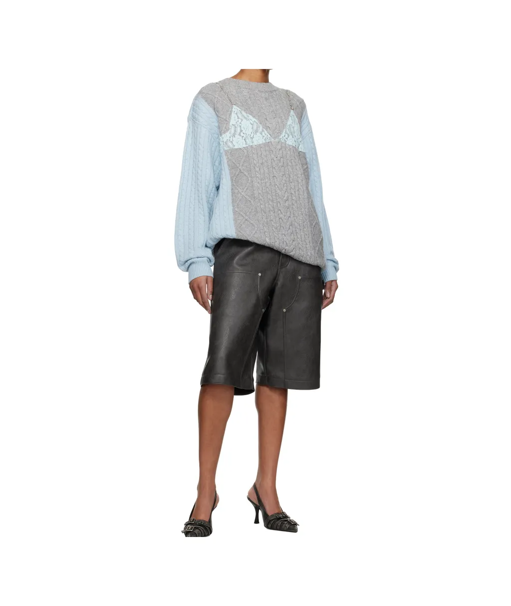 Double Knee Faux-Leather Shorts