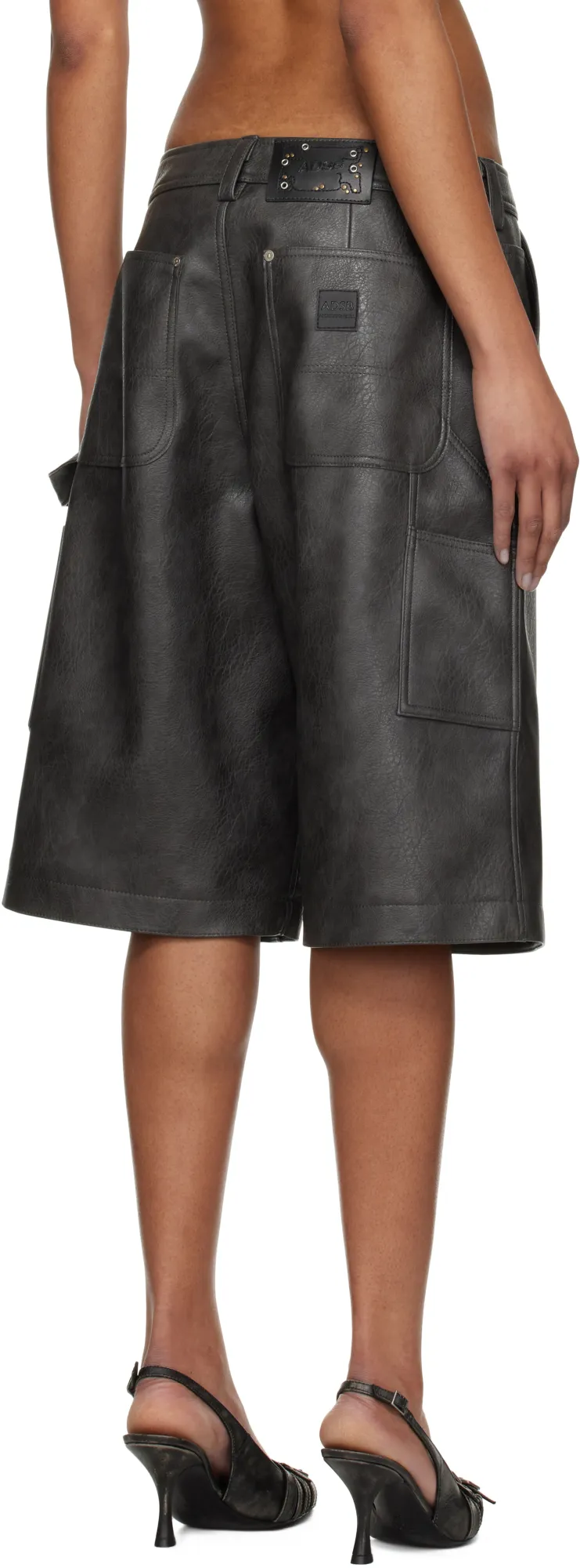 Double Knee Faux-Leather Shorts