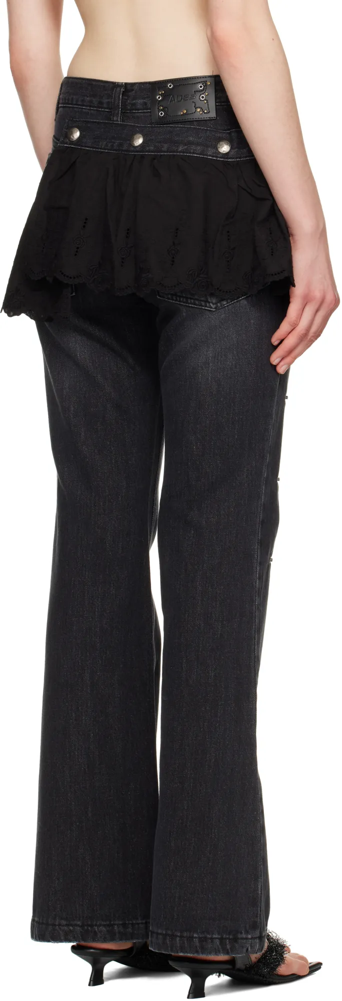 Flower Lace Attached Bootcut Jeans