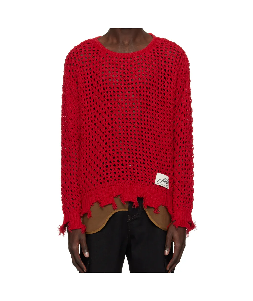 Open-Knit Frayed Sweater