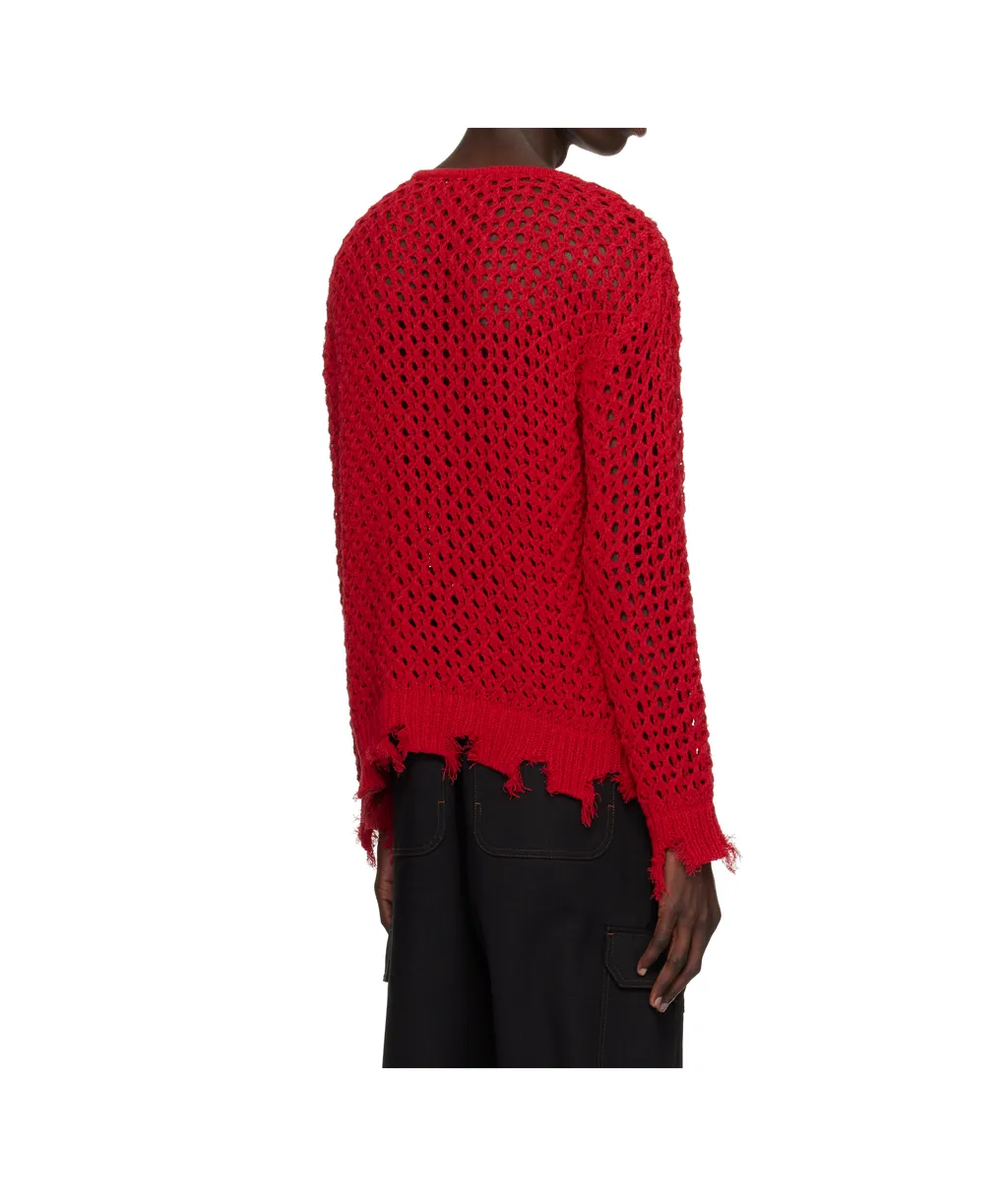 Open-Knit Frayed Sweater