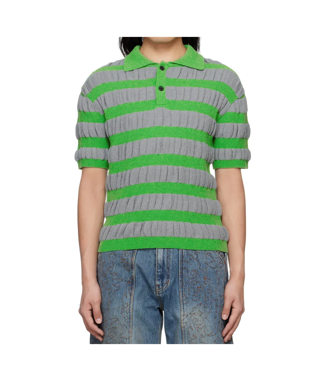 Ruffle-Knit Polo T-Shirt