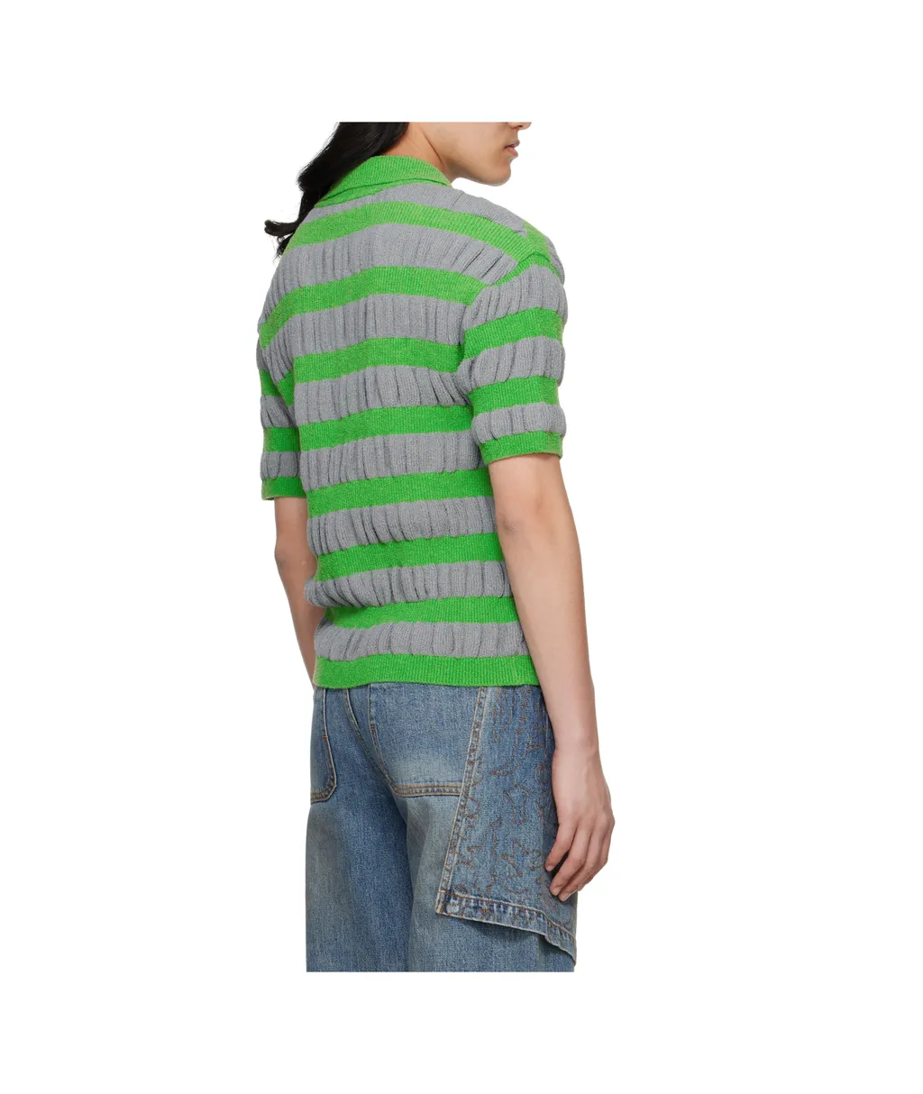 Ruffle-Knit Polo T-Shirt