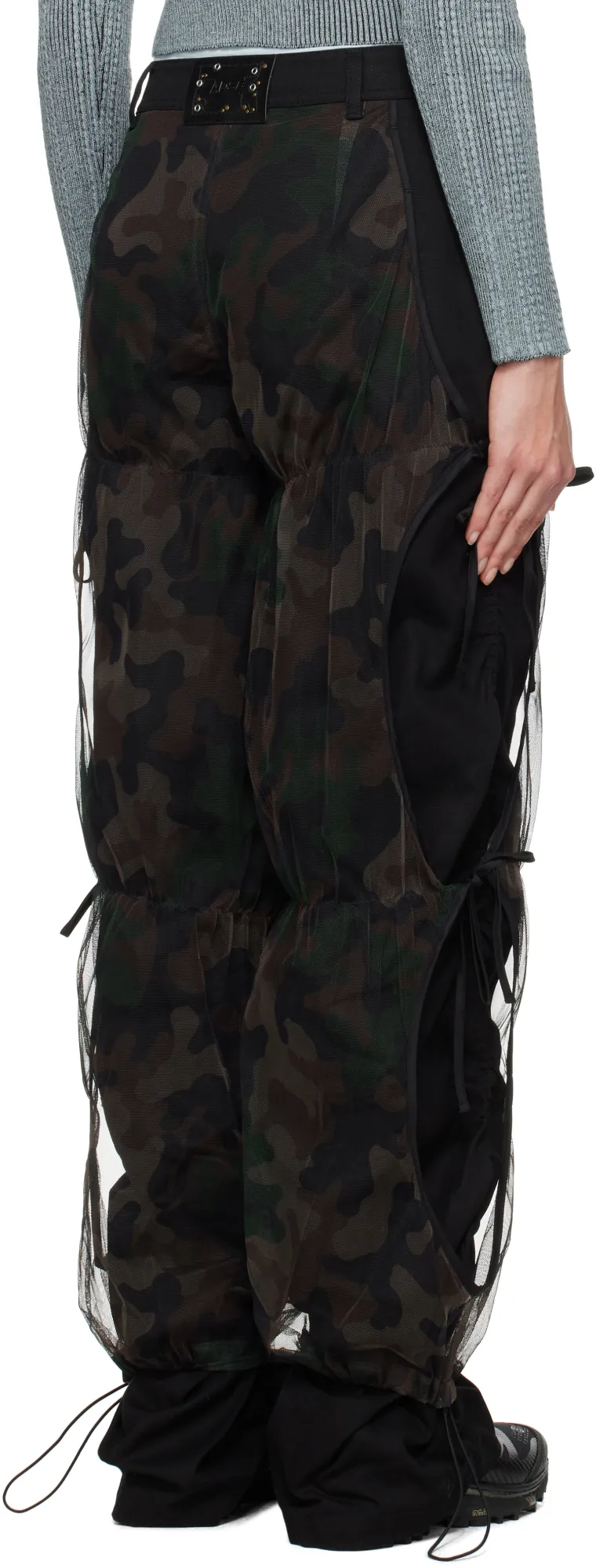 Camouflage Mesh Layered Tying Trousers