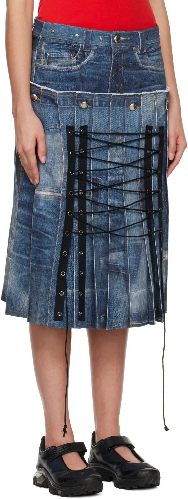 Straddle Denim Skirt
