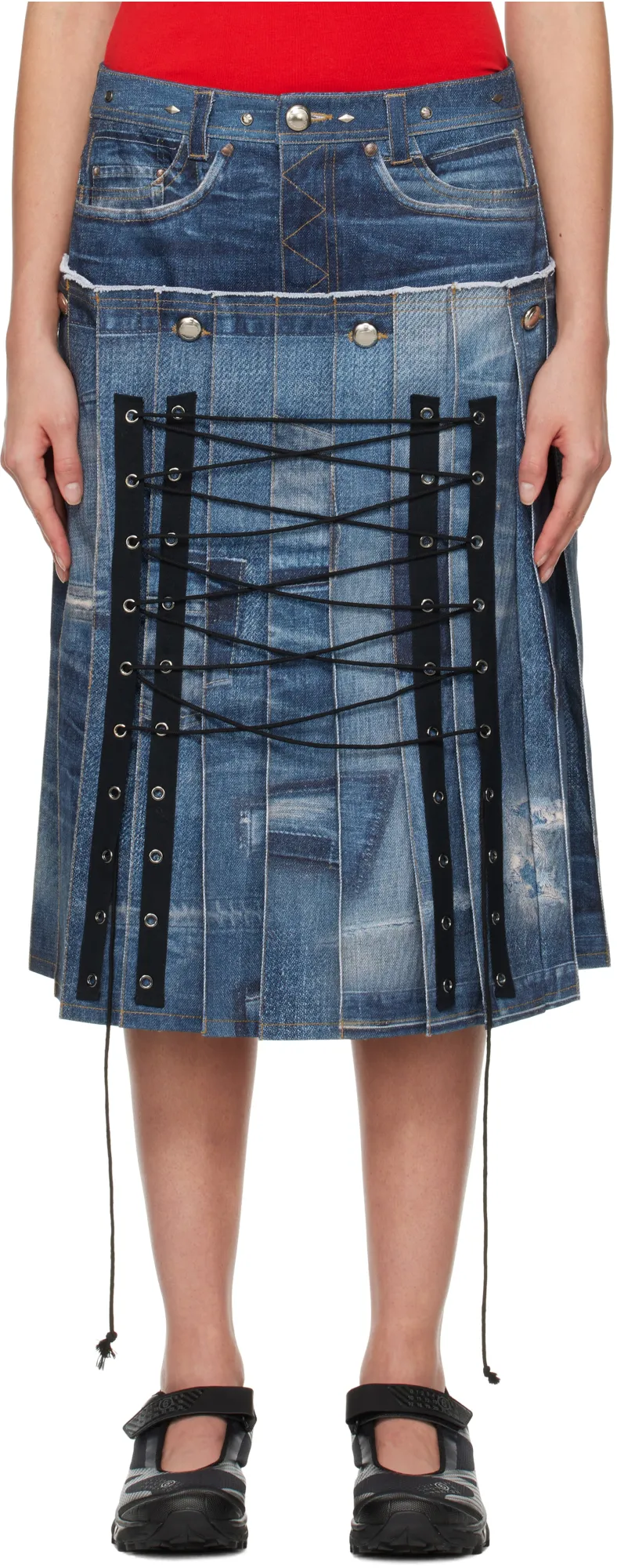 Straddle Denim Skirt
