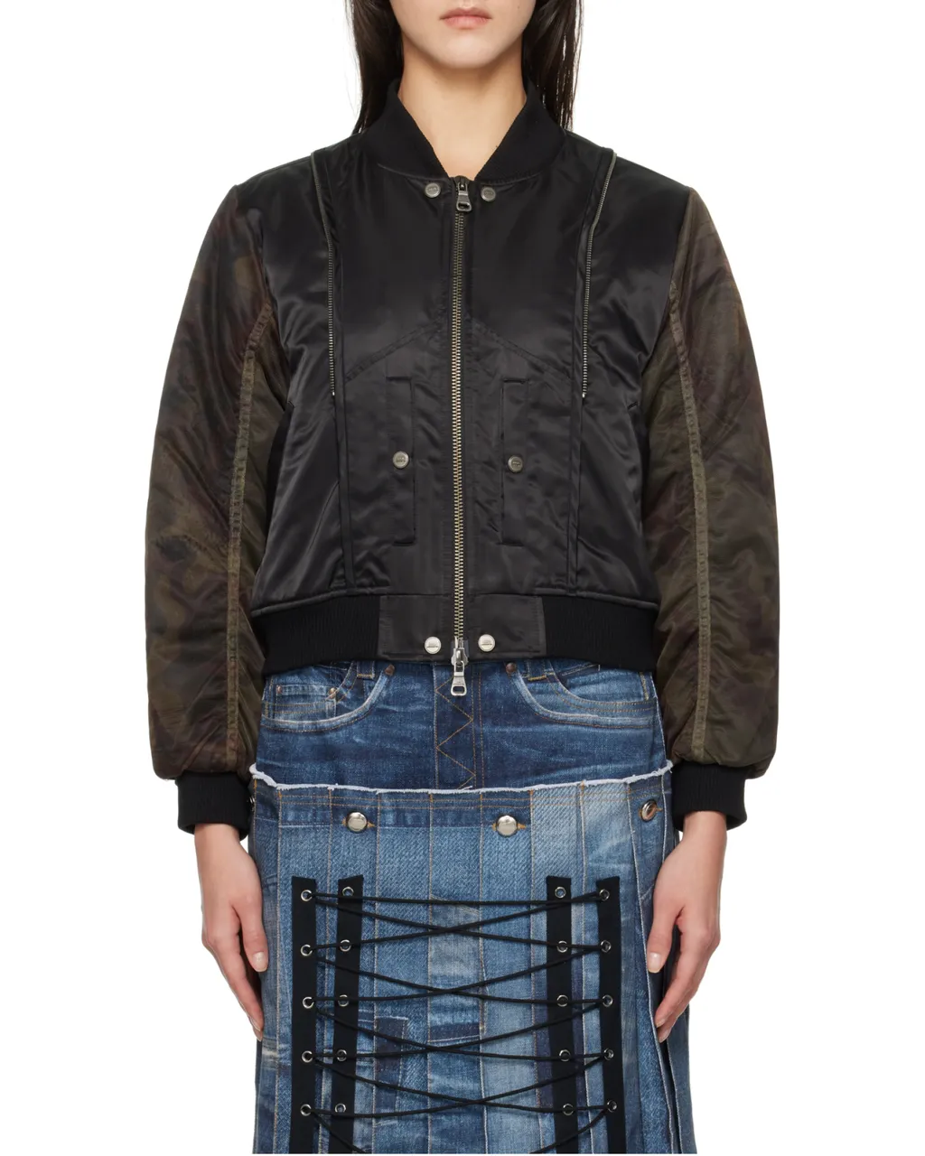Mesh-Sleeve Bomber Jacket
