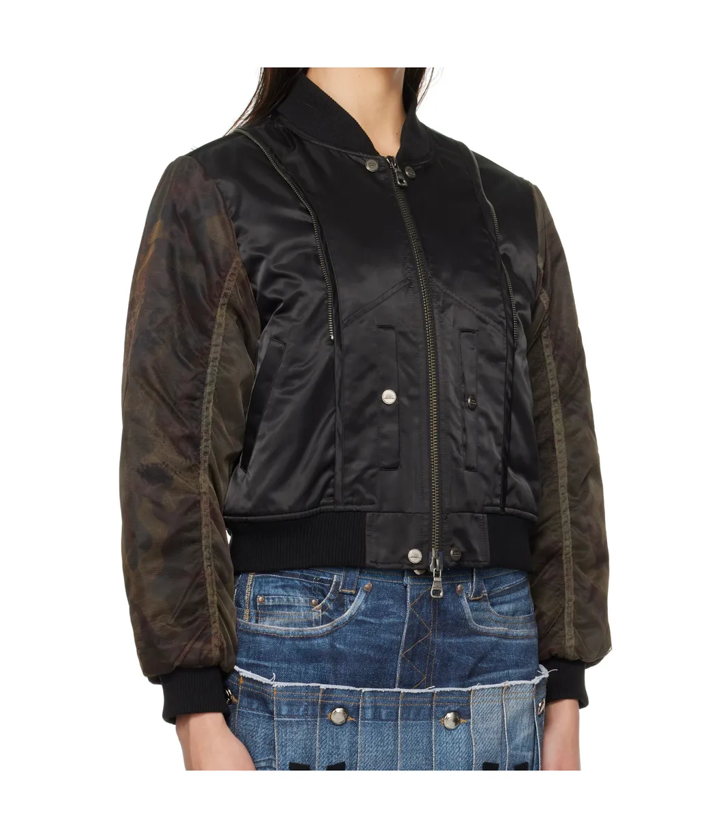 Mesh-Sleeve Bomber Jacket