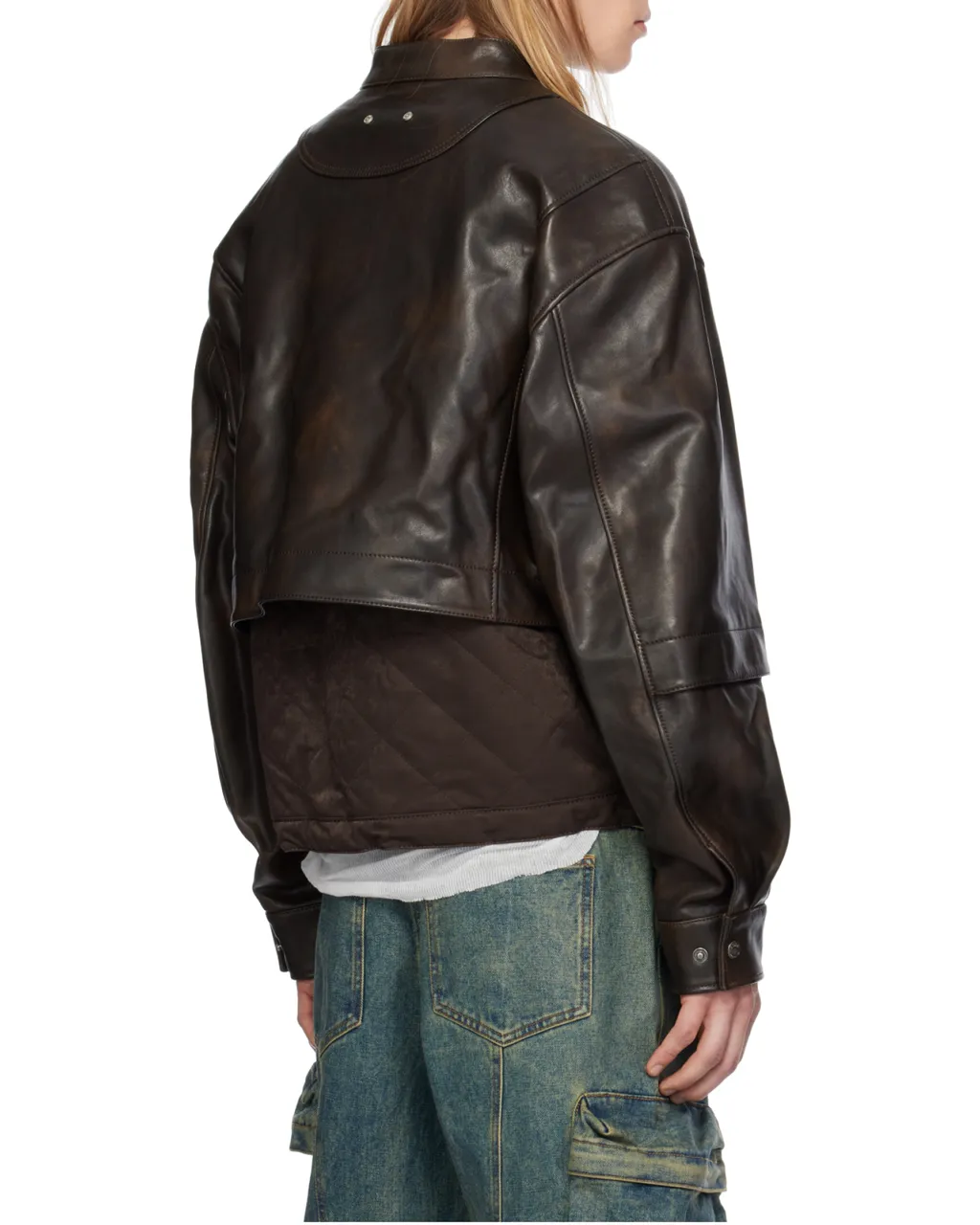 Long-Sleeved Leather Jacket