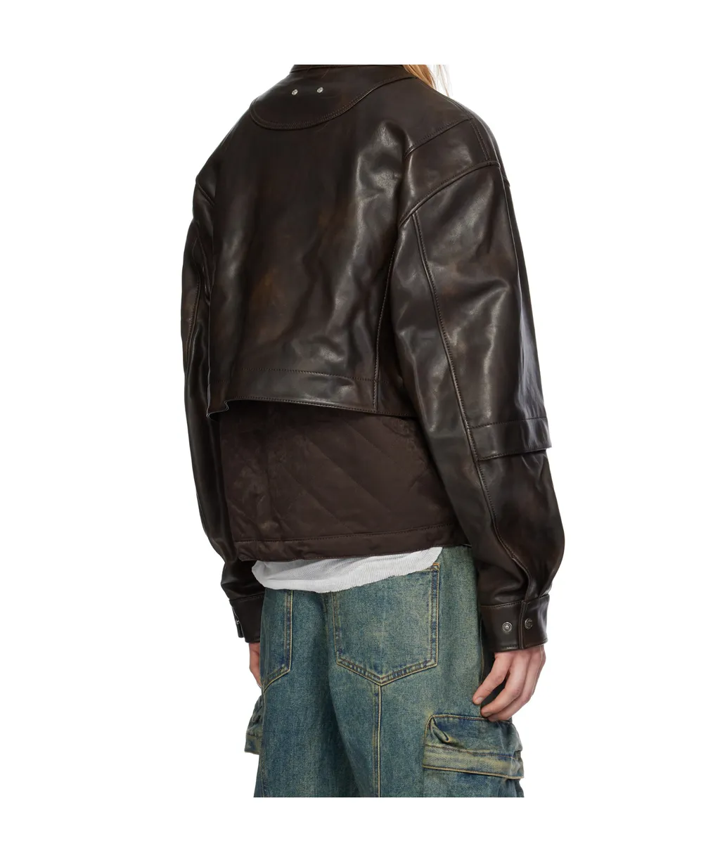 Long-Sleeved Leather Jacket