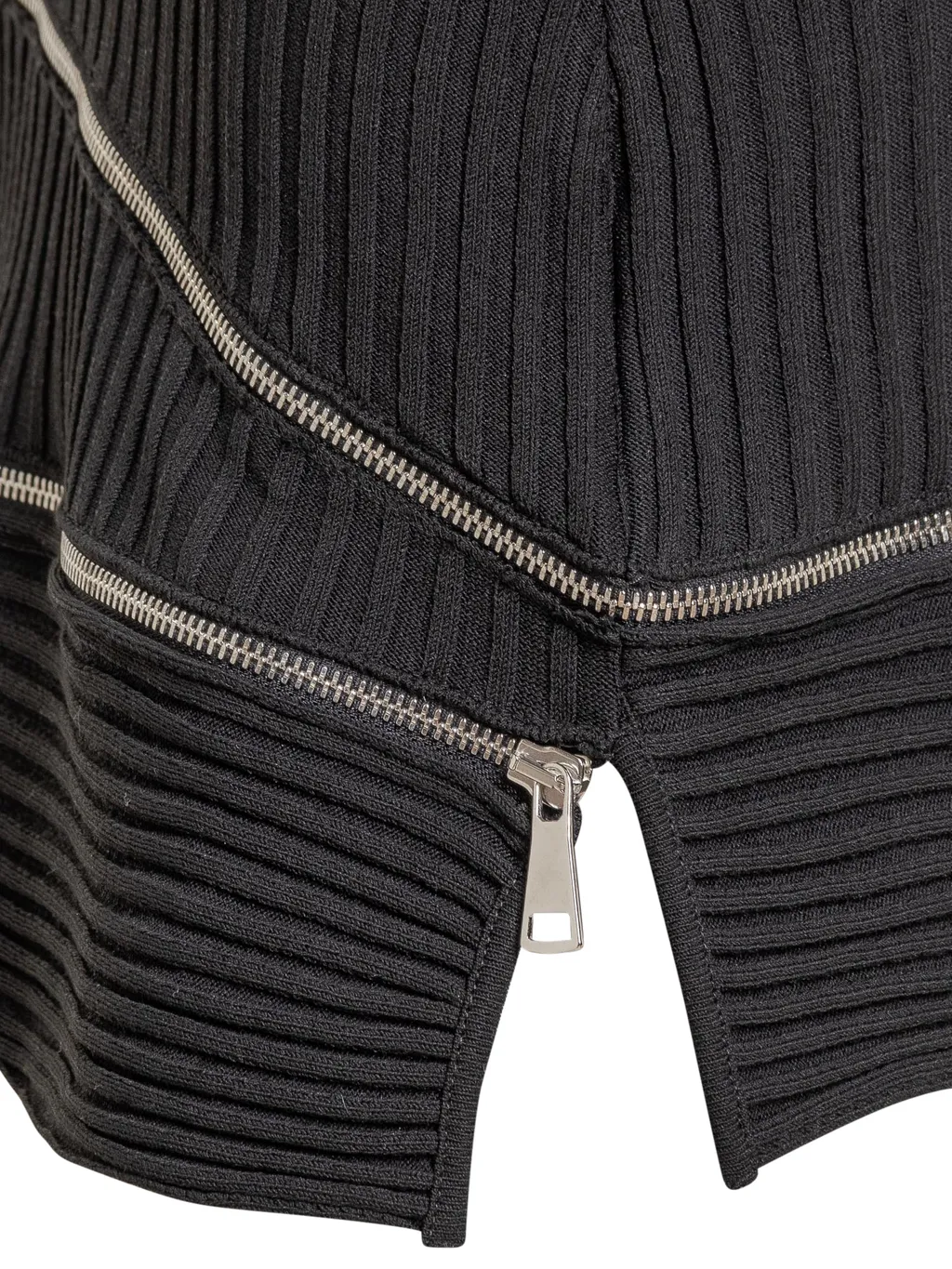 Zip-Detail Cut-Out Detailed Knitted Skirt