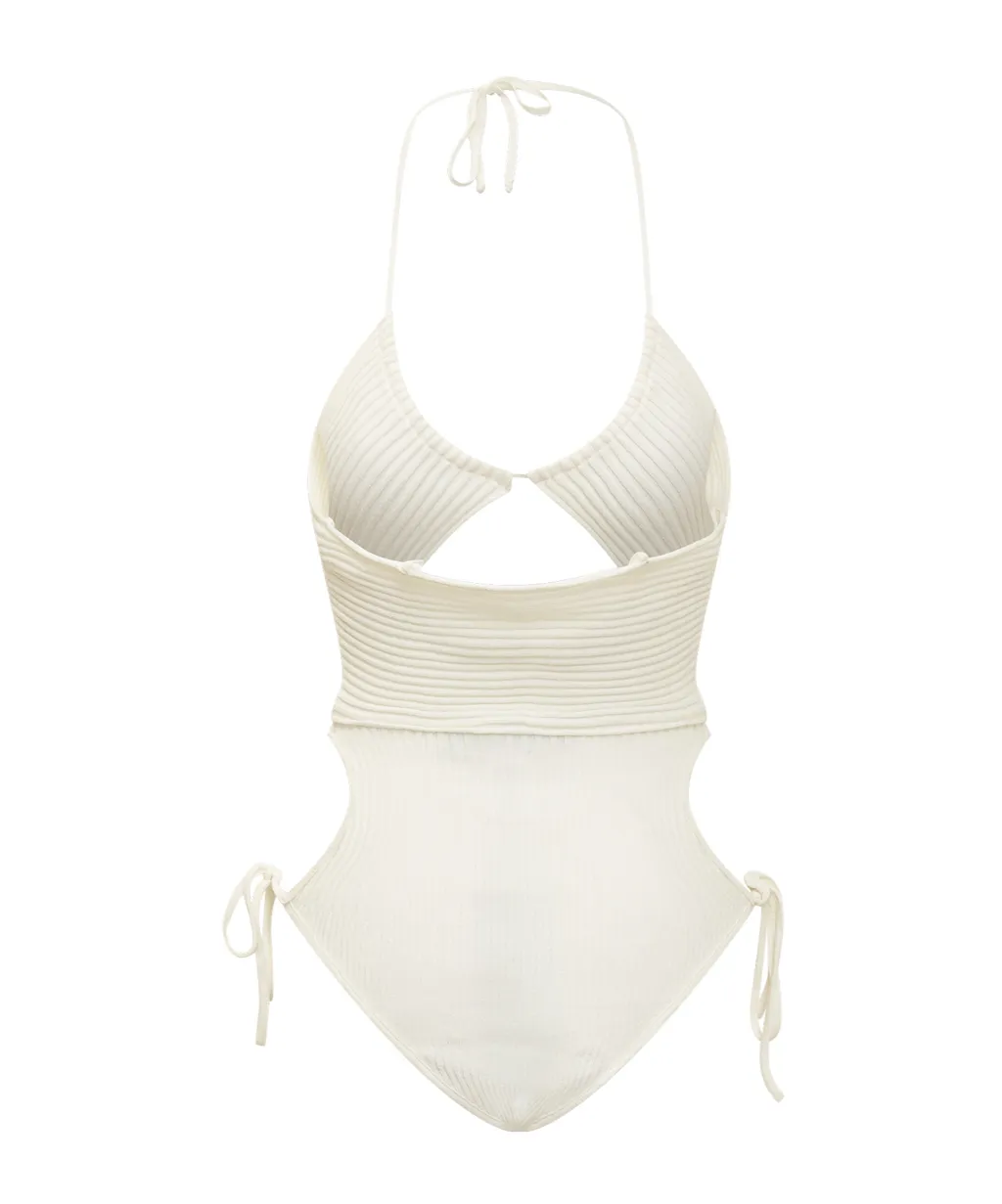Hollowed-Out Ribbed Swimsuit