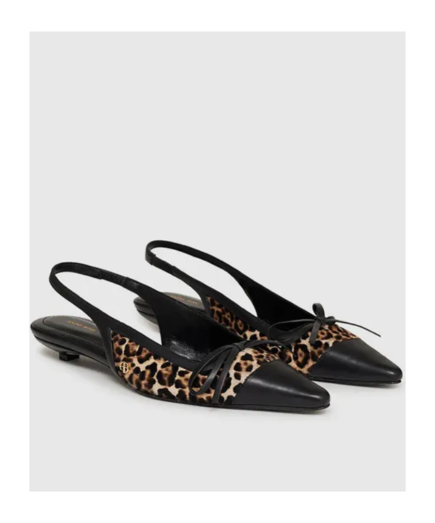 Zoey Leopard-Print Slingback Ballet Flats