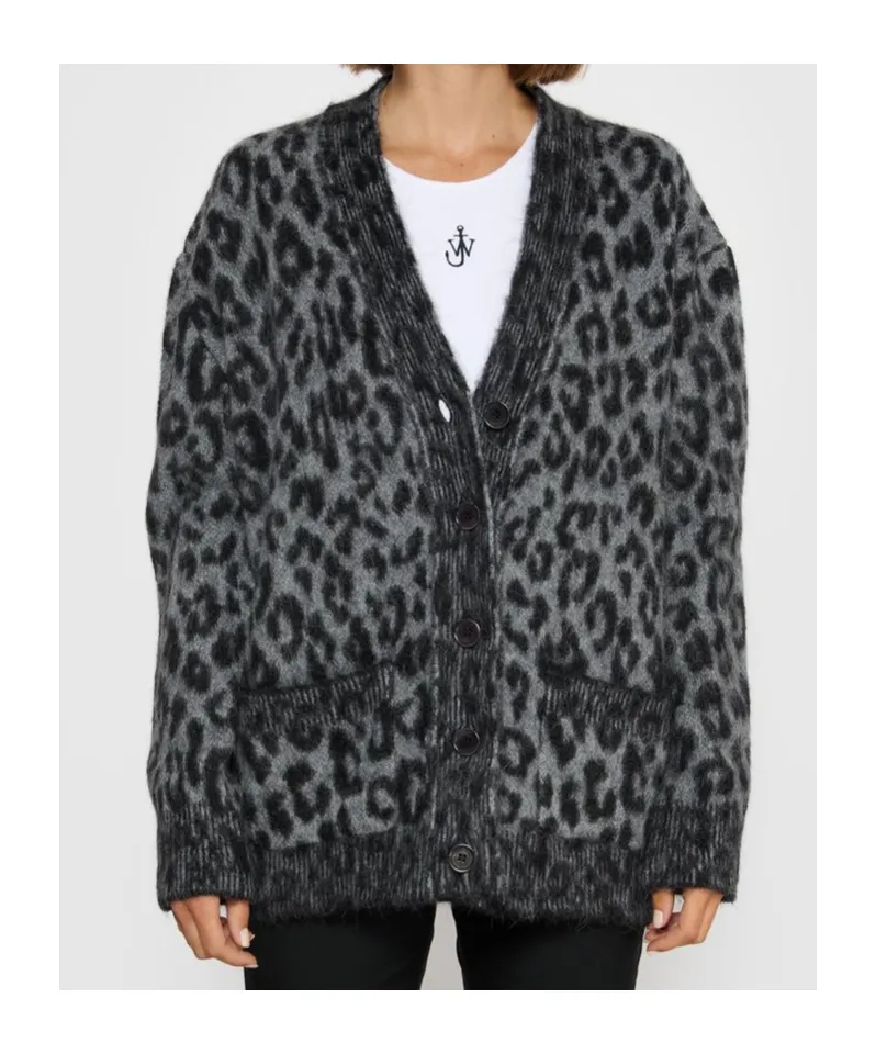 Banks Leopard-Print Button Cardigan