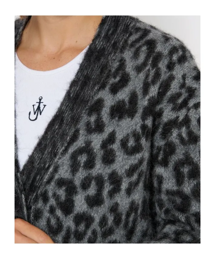 Banks Leopard-Print Button Cardigan