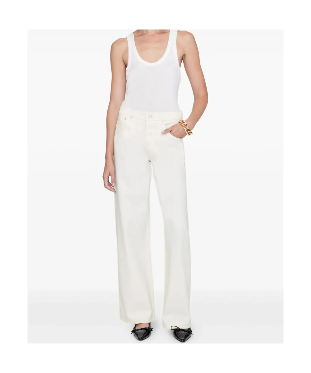 Anine Bing Logo Patch Straight Leg Jeans