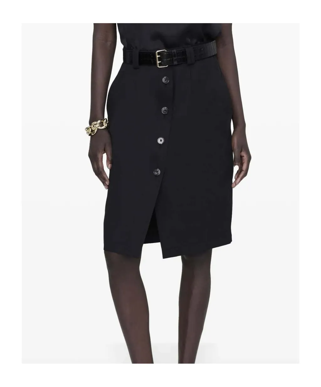 Zaire Front Button Fastened Midi Skirt