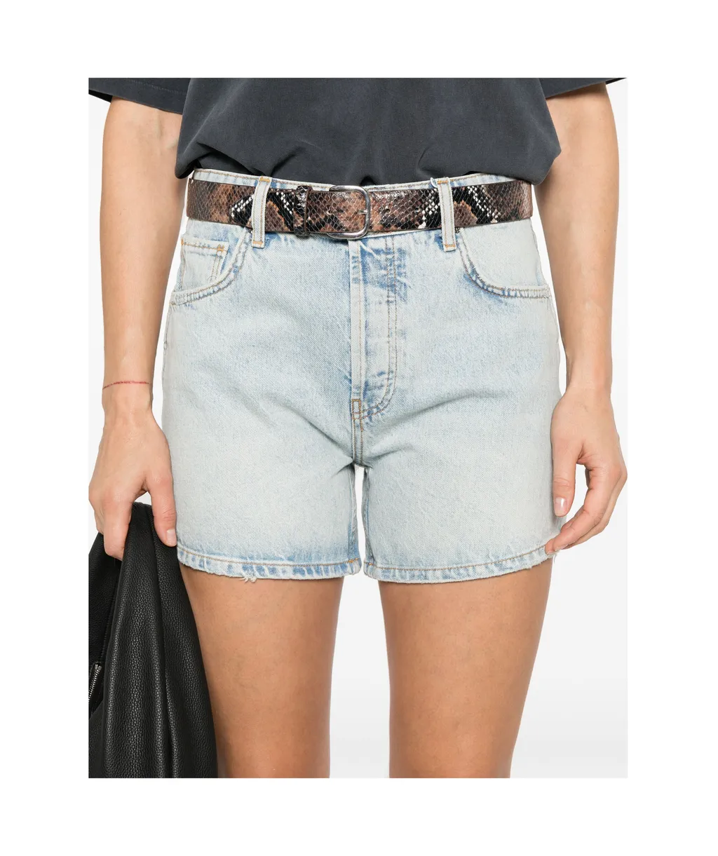 Belt-Loop Denim Shorts
