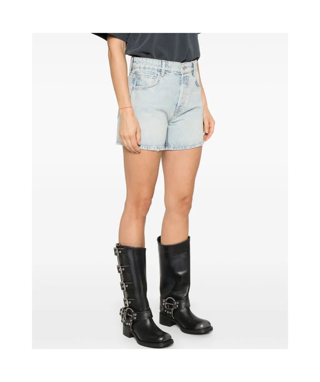 Belt-Loop Denim Shorts