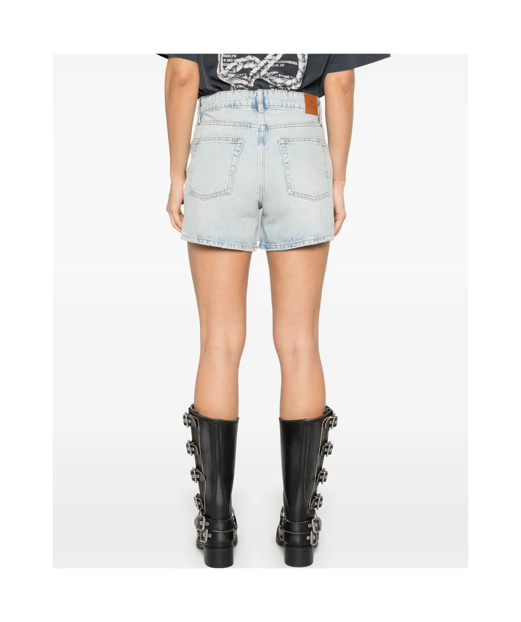 Belt-Loop Denim Shorts