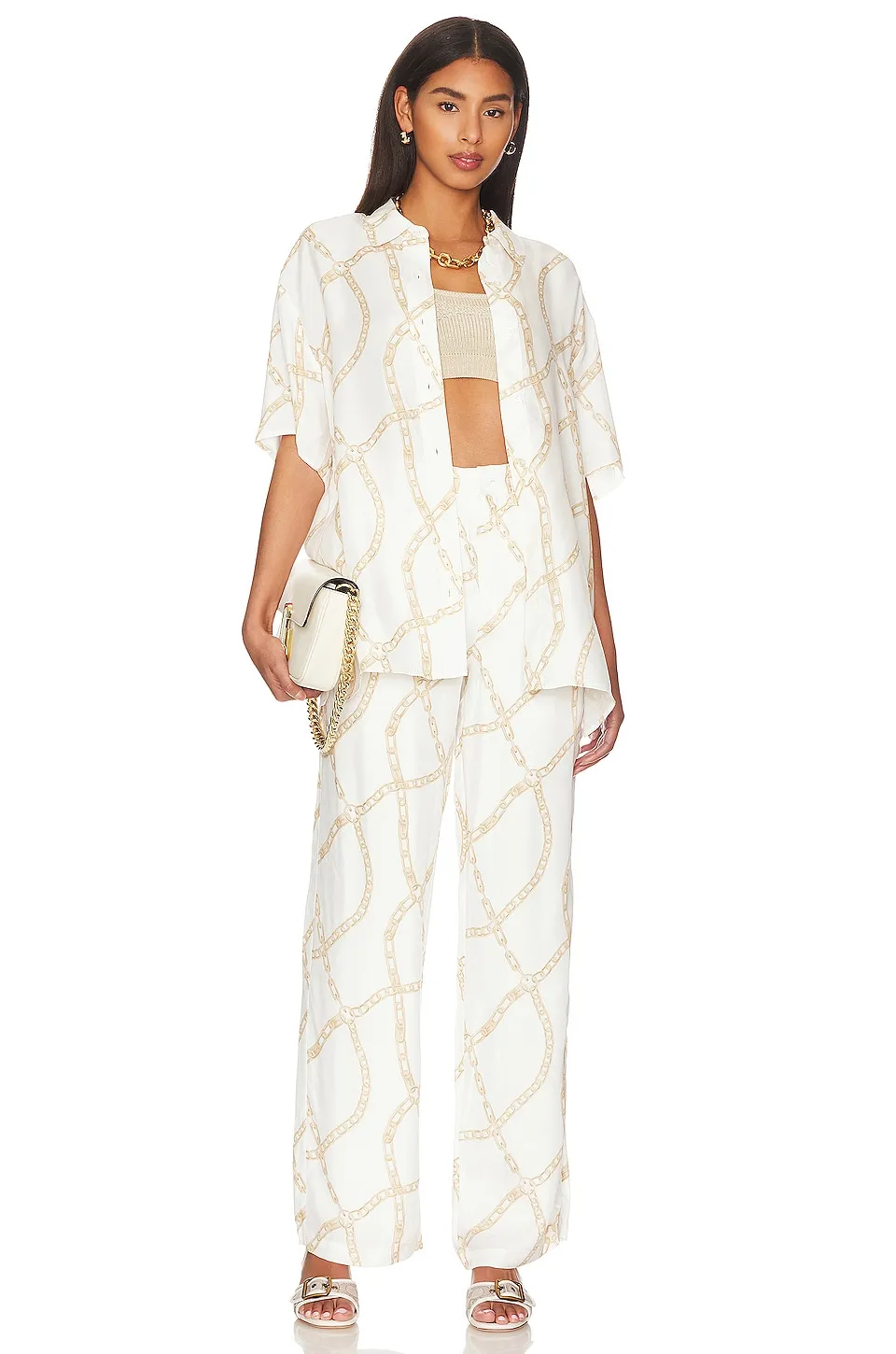 Chain Link-Print Trousers