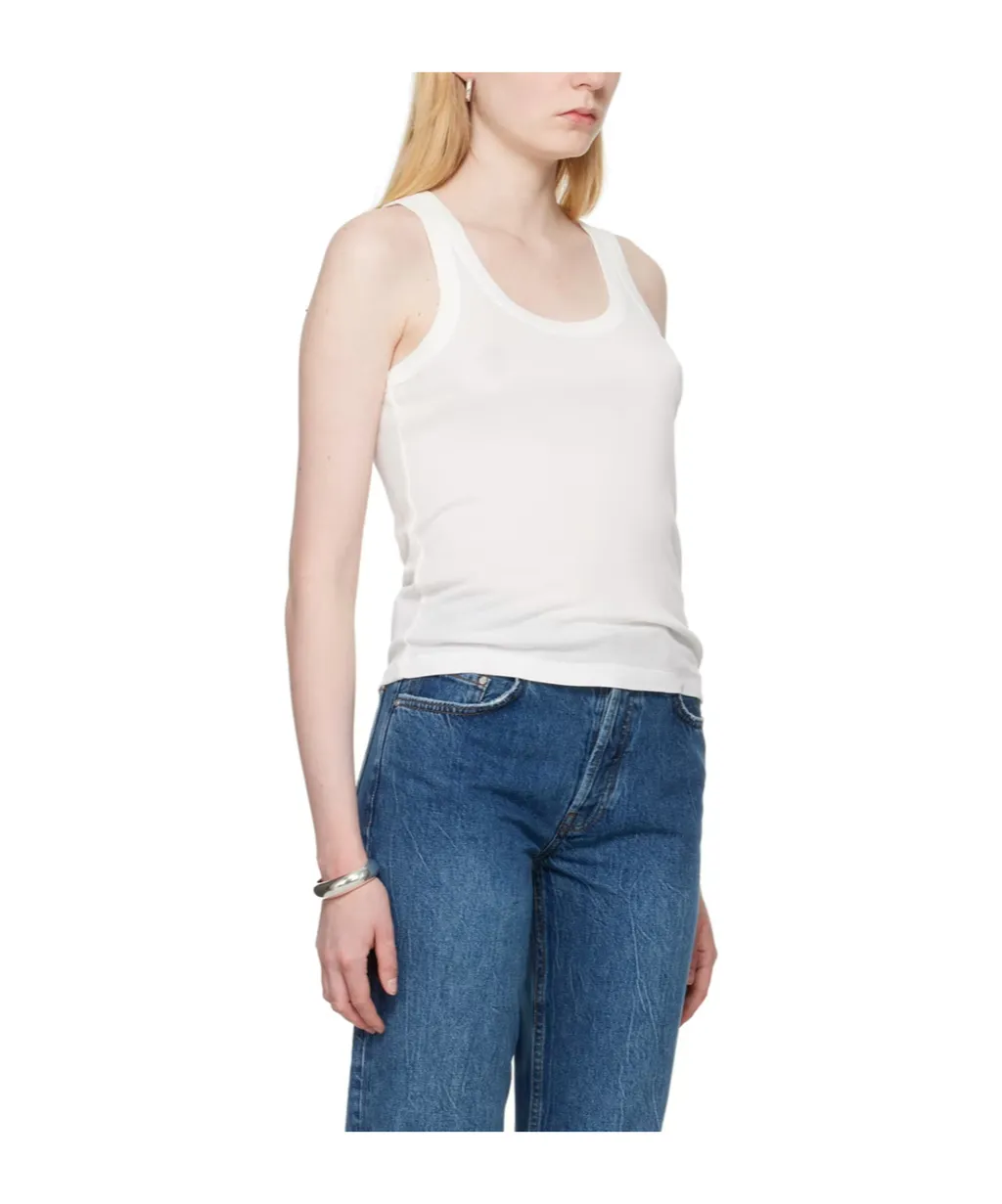 Crewneck Sleeveless Ribbed Tank Top