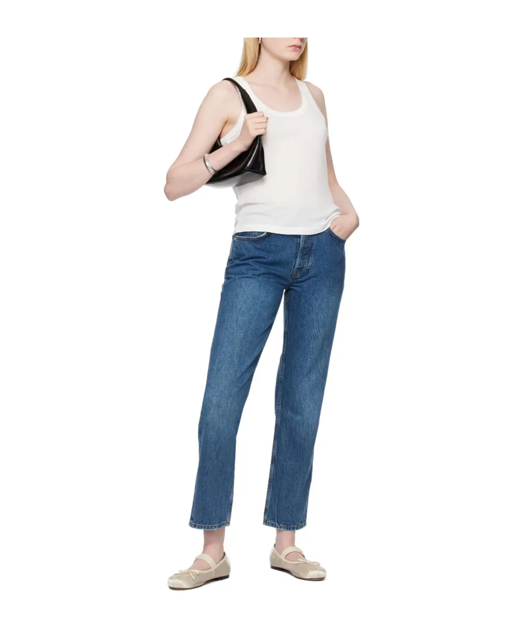 Crewneck Sleeveless Ribbed Tank Top