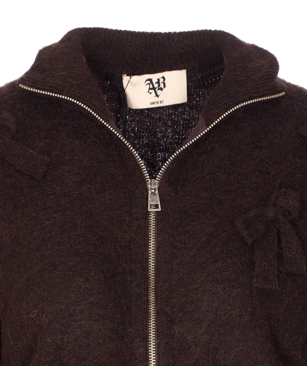 Bow-Detail Zip Bomber Jacket
