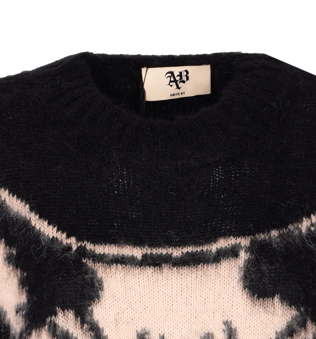 Embroidered Cat Crewneck Sweater