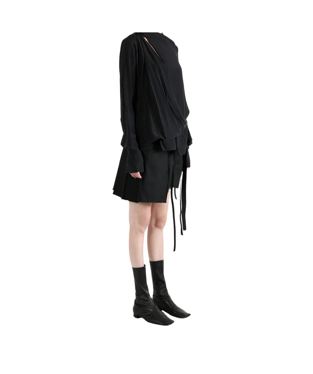 Hildegonde Draped Long Sleeve Wrap Top