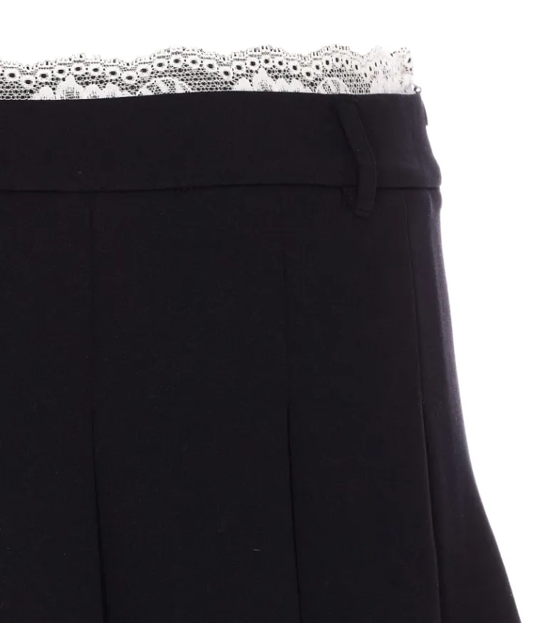 Lace Trim Pleated Skirt