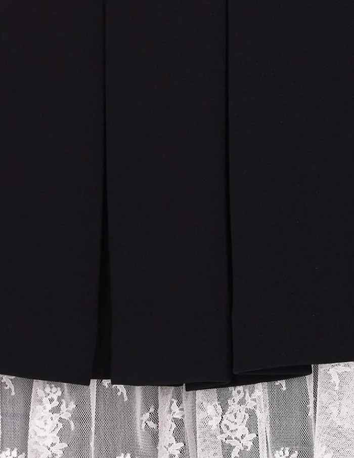 Lace Trim Pleated Skirt