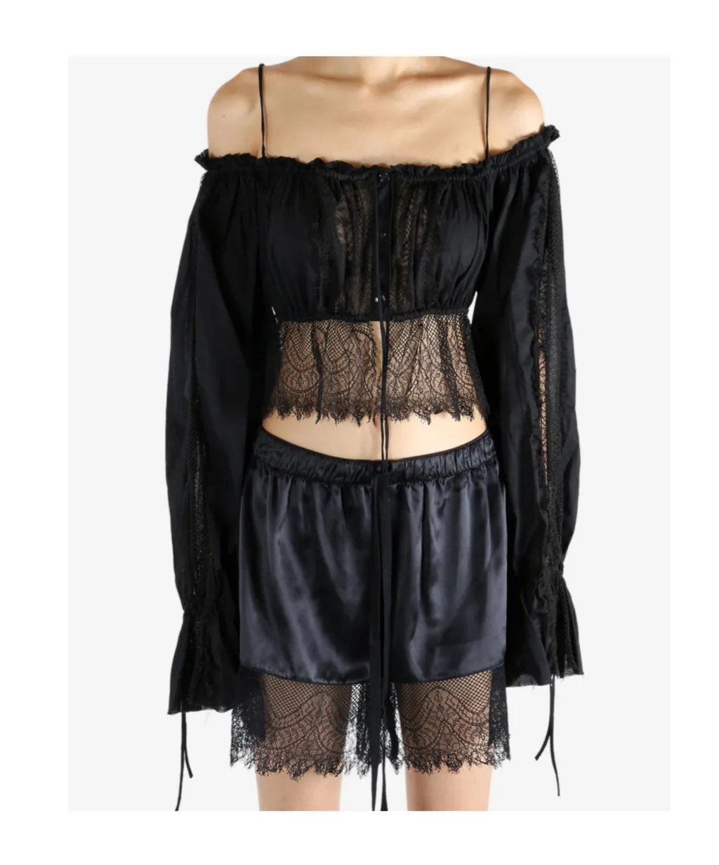 Jorunn Distressed Lace Crop Top