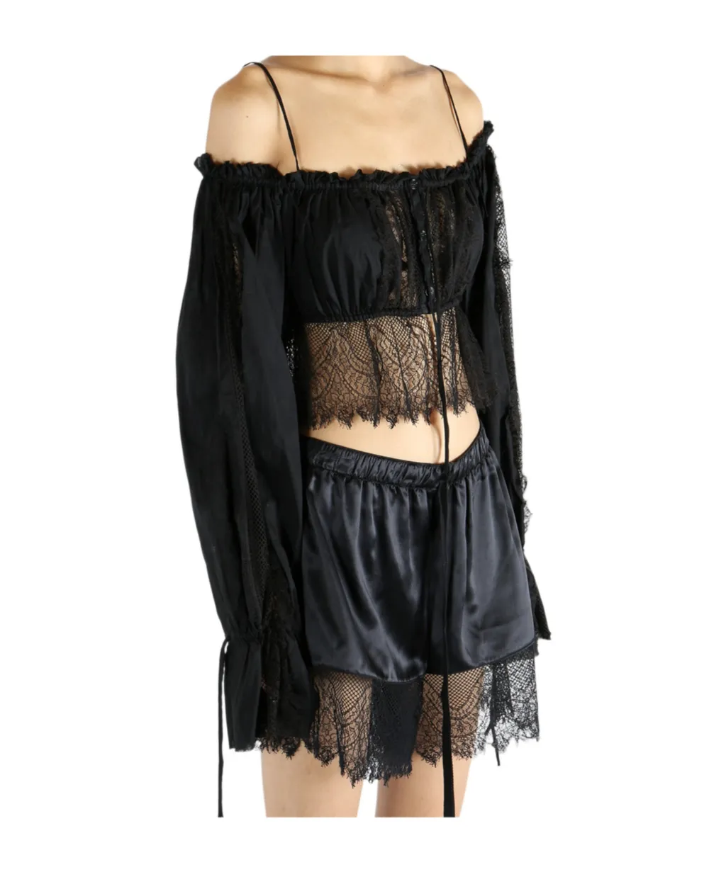 Jorunn Distressed Lace Crop Top
