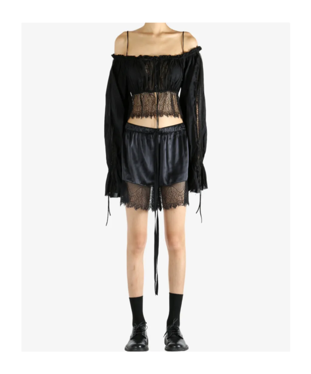 Jorunn Distressed Lace Crop Top